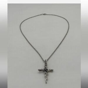 James Avery Retired 925 Sterling Silver Rosebud Cross Pendant On Avery 18" Chain